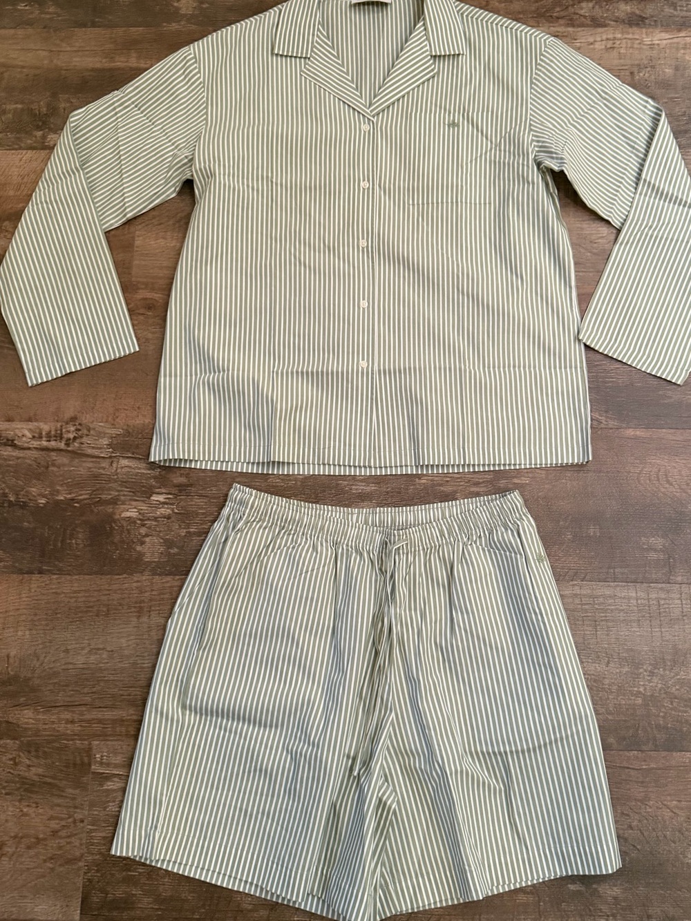 Airelles Green Sage Striped Pajama Set NEW